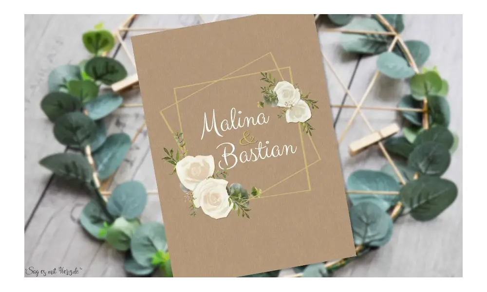 Einladungskarten Hochzeit Kraftpapier