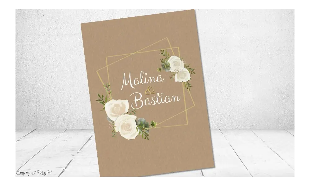 Einladungskarten Hochzeit Kraftpapier