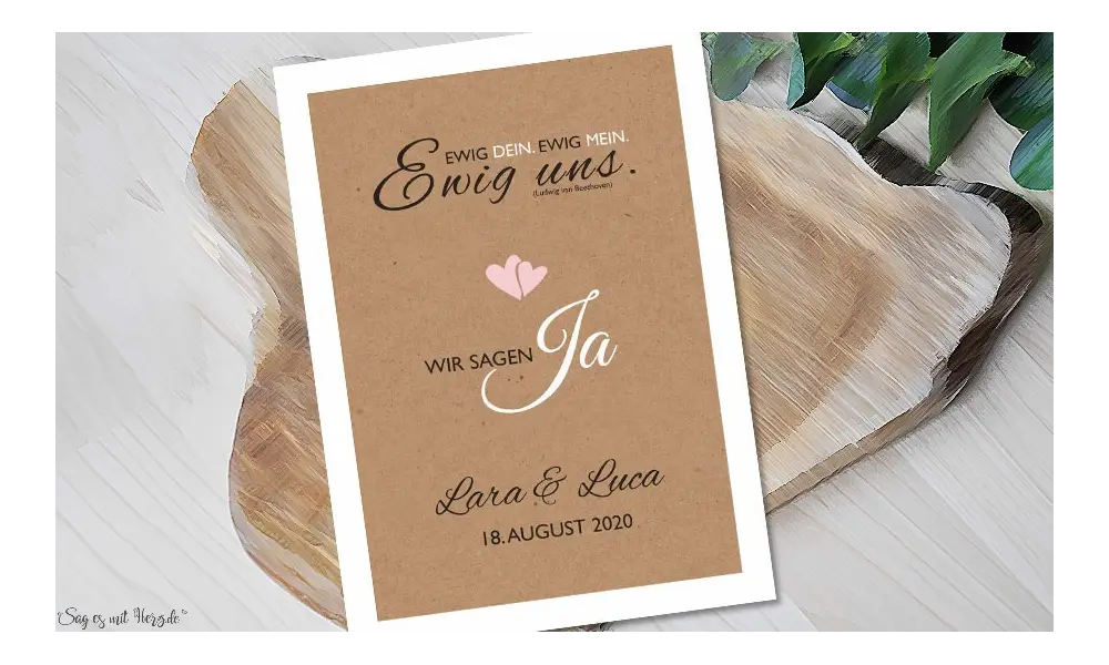 Einladungskarten Hochzeit Vintage Kraftpapier