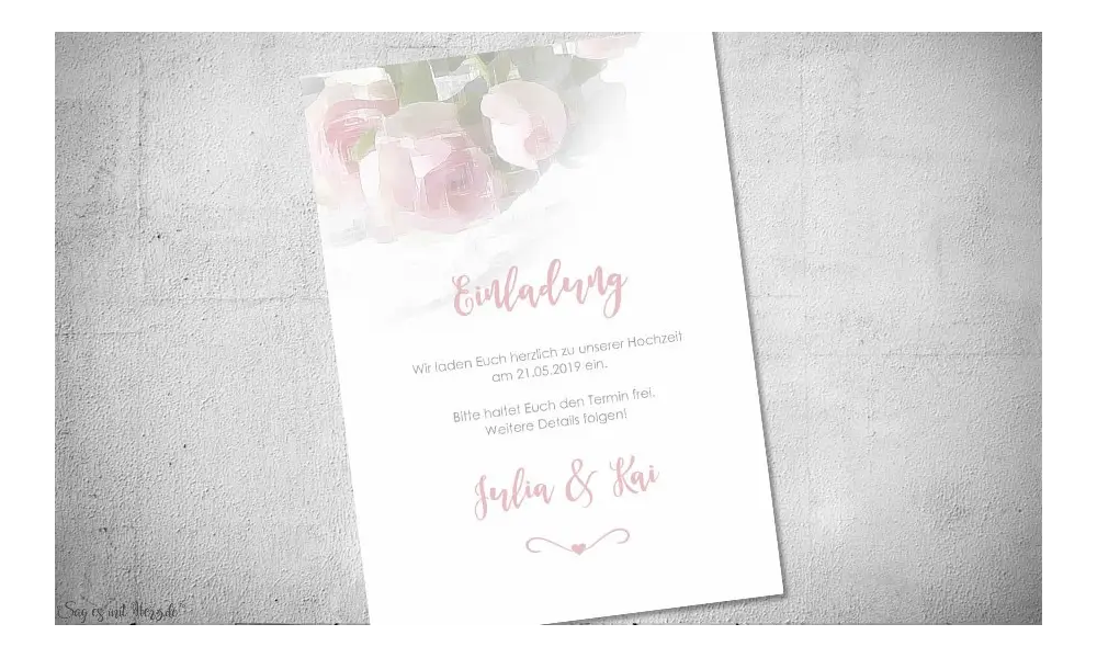 Einladungskarten Save the Date Hochzeit Rosen