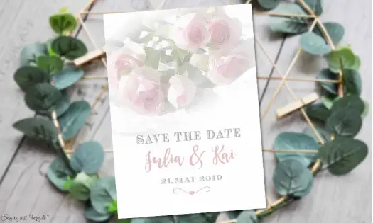 Einladungskarten Save the Date Hochzeit Rosen