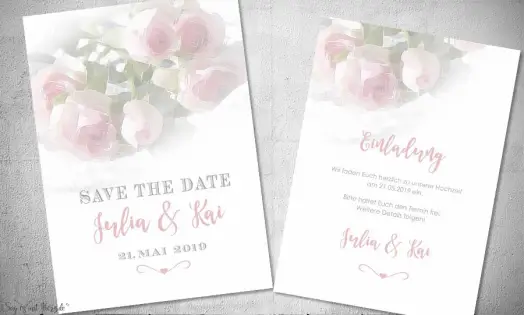 Einladungskarten Save the Date Hochzeit Rosen