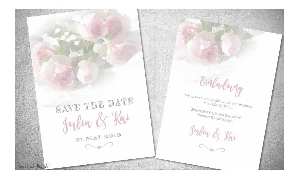 Einladungskarten Save the Date Hochzeit Rosen