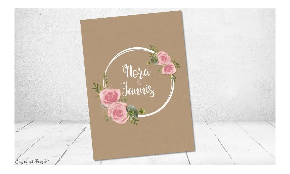 Hochzeitseinladung Vintage Blumen