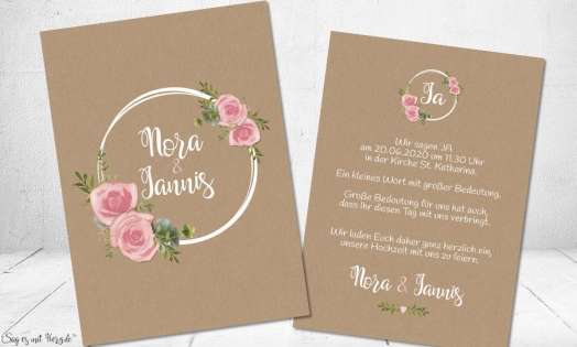 Hochzeitseinladung Vintage Blumen