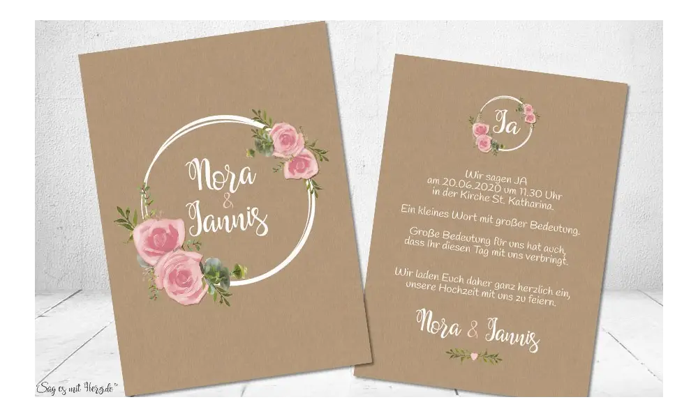 Hochzeitseinladung Vintage Blumen