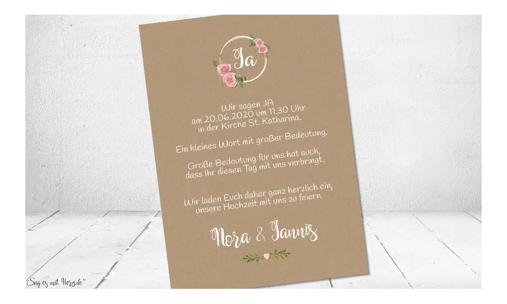 Hochzeitseinladung Vintage Blumen