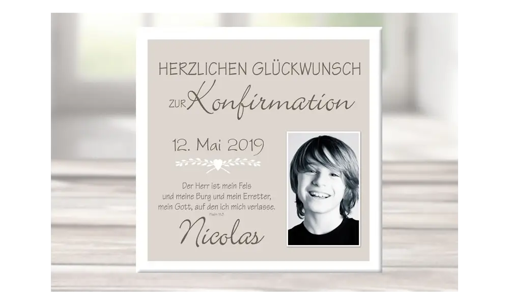 Geschenk Konfirmation Wandbild Leinwand personalisiert