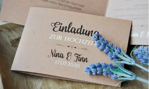 Einladungskarte Hochzeit  Kraftpapier Vintage diy