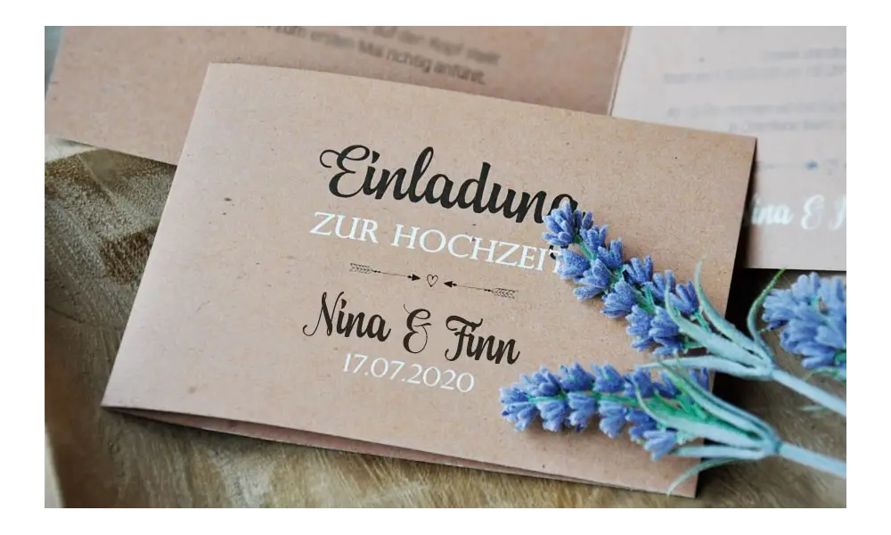 Einladungskarte Hochzeit  Kraftpapier Vintage diy