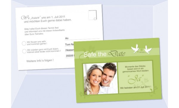 Safe the Date - Antwort Karte Hochzeit