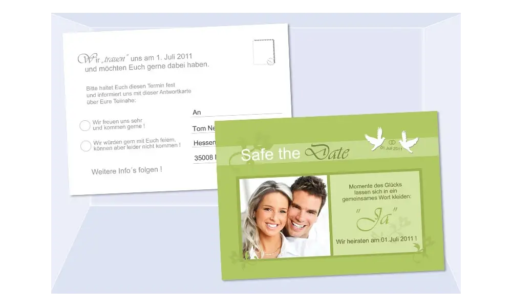 Safe the Date - Antwort Karte Hochzeit