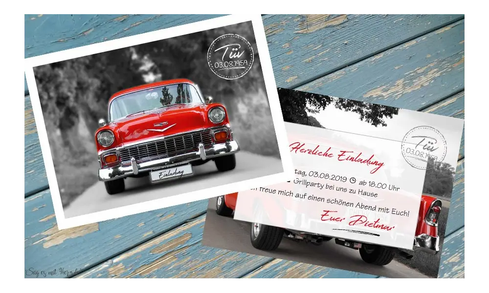 Einladungskarten 40. Geburtstag Chevy