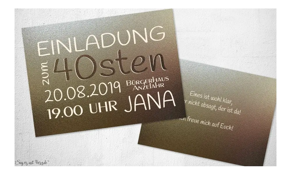 Einladungskarten 40. Geburtstag