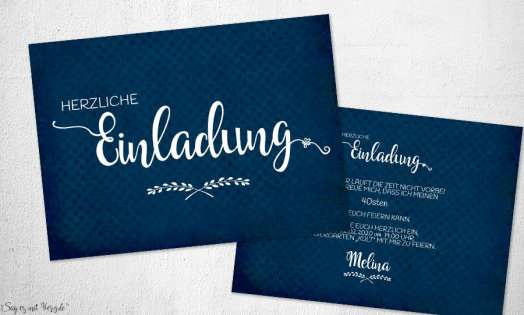 Einladungskarten 40. Geburtstag dunkelblau