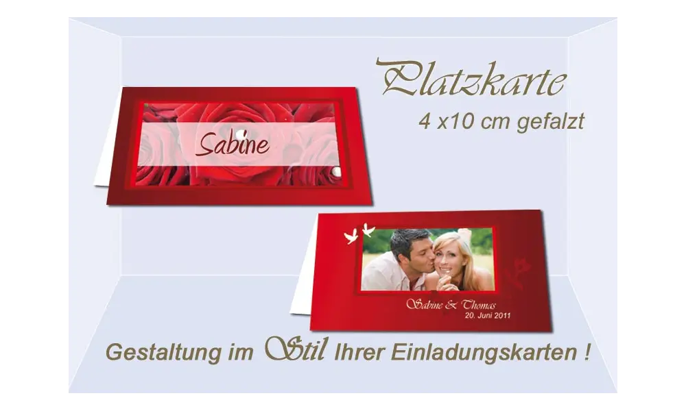 Platzkarte, Menübeschriftungskarte 4x10 cm, mit Foto