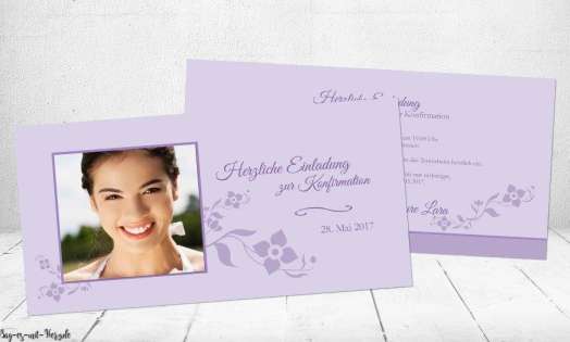 Einladungskarten Konfirmation Kommunion flieder lila