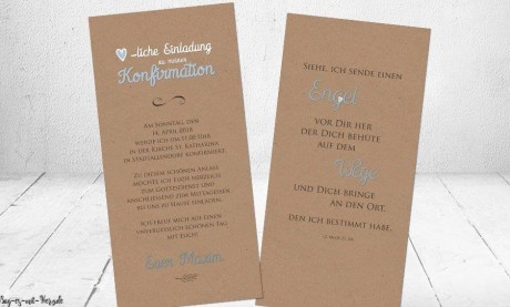 Einladungskarten Kommunion Konfirmation Kraftpapier Vintage ohne Foto
