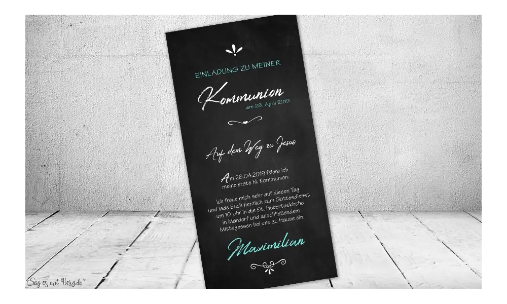 Einladungskarten Kommunion Konfirmation ohne Foto modern Tafel