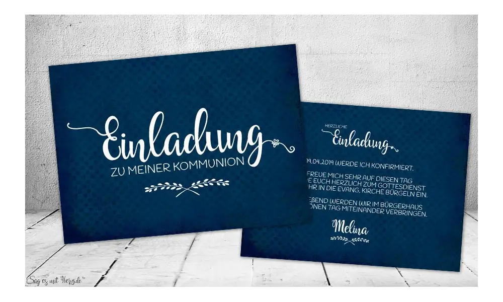 Einladungskarten Kommunion Konfirmation ohne Foto
