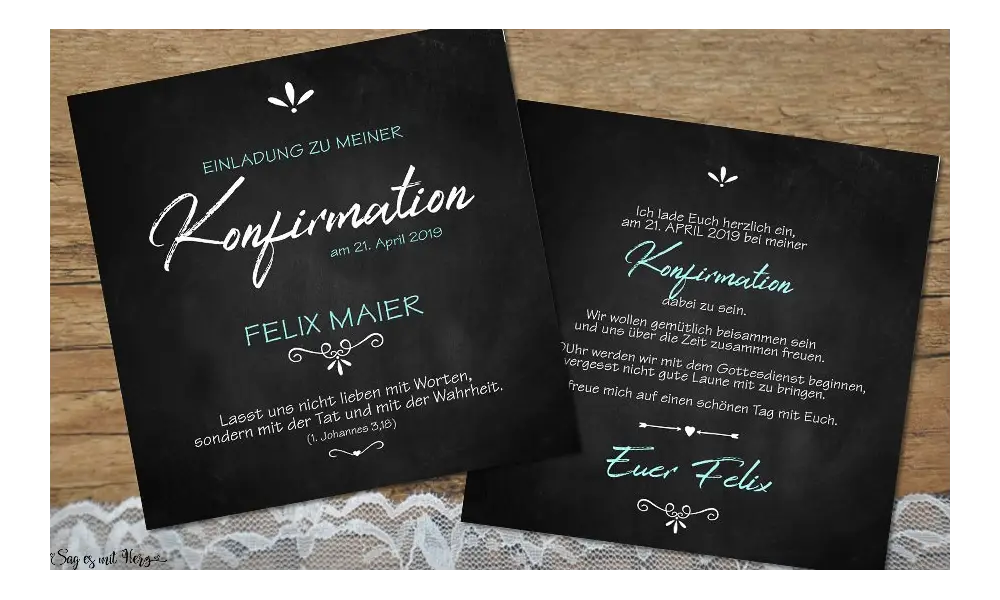 Einladungskarten Kommunion Konfirmation ohne Foto