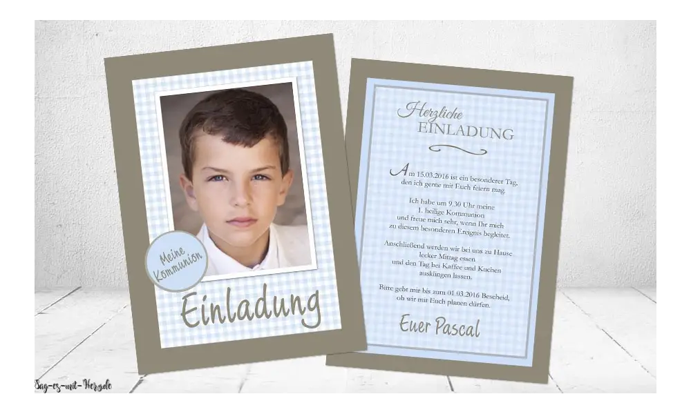 Einladungskarten Konfirmation Kommunion mit Foto Junge