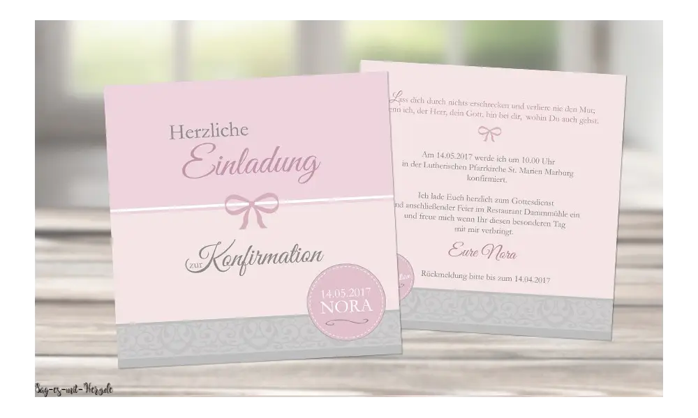 Zauberhafte Einladungskarten zur Kommunion / Konfirmaton