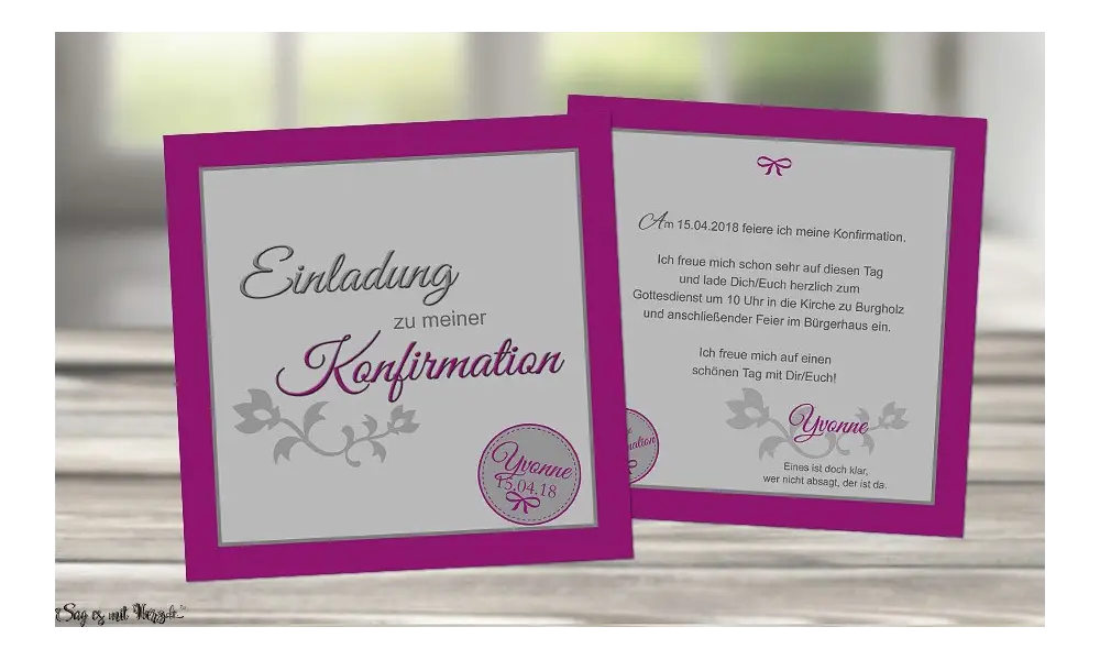 Zauberhafte Einladungskarten zur Kommunion / Konfirmaton