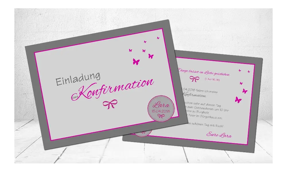 Zauberhafte Einladungskarten zur Kommunion / Konfirmaton