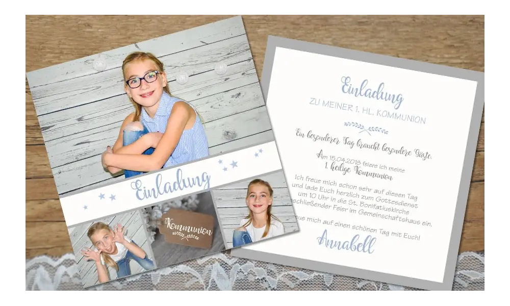 Einladungskarten Konfirmation Kommunion mit Foto