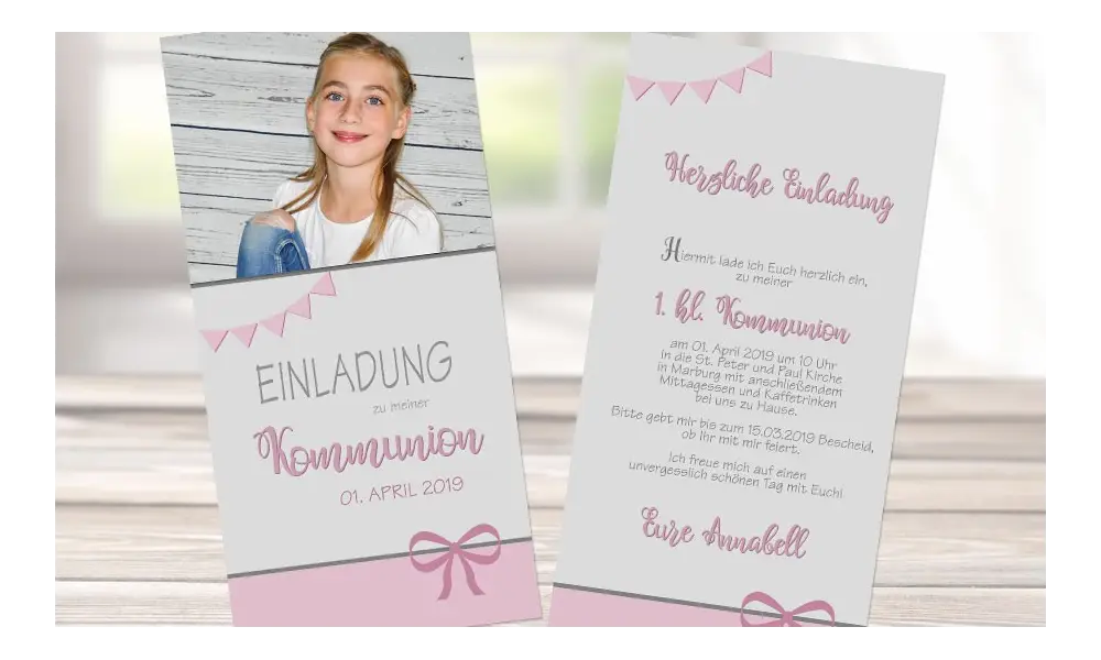 Zauberhafte Einladungskarten zur Kommunion / Konfirmaton
