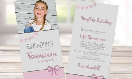 Einladungskarten Kommunion / Konfirmation modern