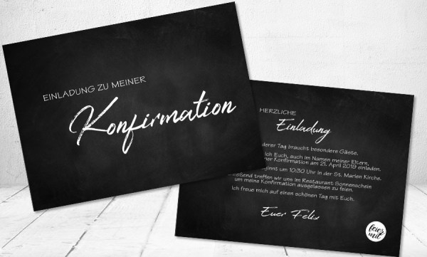 Einladungskarten Kommunion Konfirmation ohne Foto modern