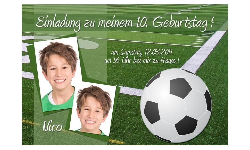 Einladung Kindergeburtstag "Fußball", Fotokarte 10x15 cm