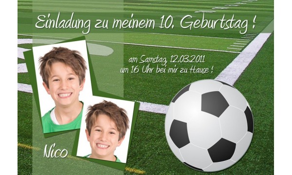 Einladung Kindergeburtstag Fussball Fotokarte 10x15 Cm