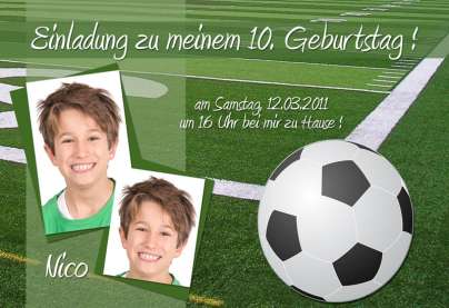 Einladung Kindergeburtstag Fussball Fotokarte 10x15 Cm