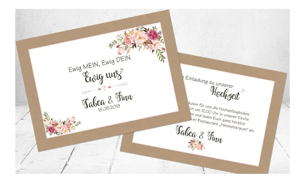 Einladung Hochzeit Kraftpapier Ewig mein ewig dein ewig uns