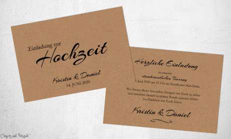 Einladungen Hochzeit Kraftpapier