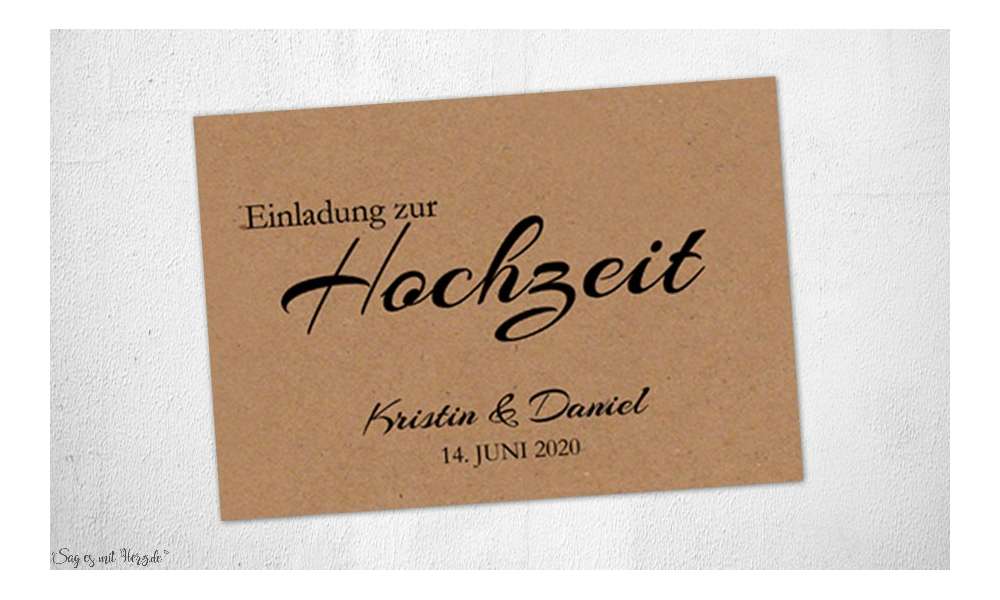 Einladungen Hochzeit Kraftpapier