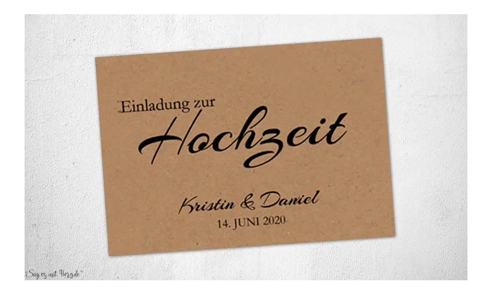 Einladungen Hochzeit Kraftpapier