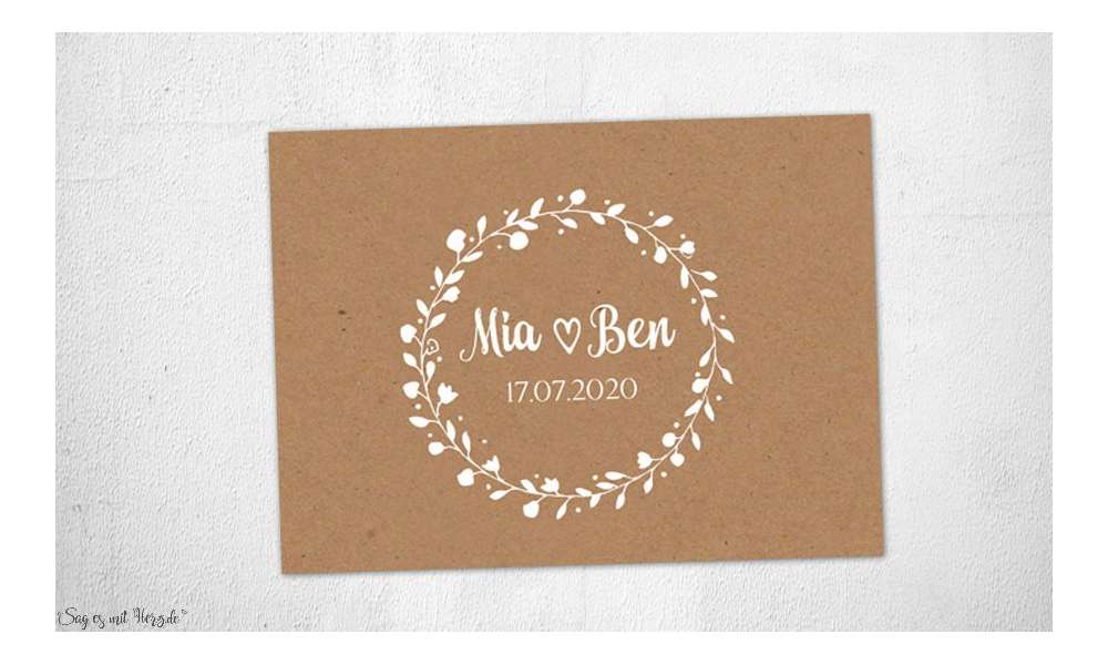 Einladungskarten Hochzeit rustikal floral