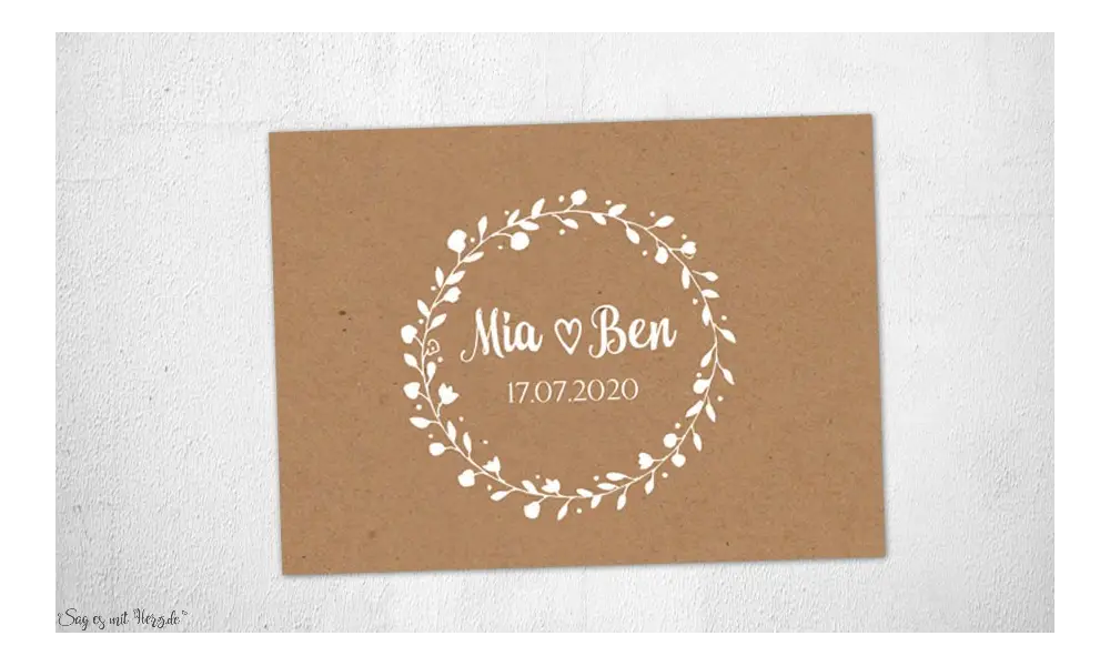 Einladungskarten Hochzeit rustikal floral