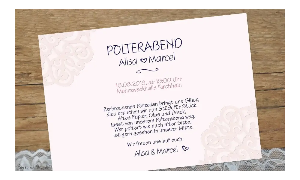Einladung Hochzeit Polterabend