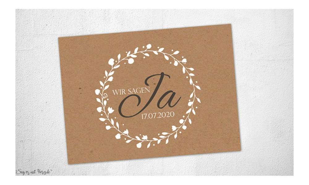Einladungskarten Hochzeit Kraftpapier JA