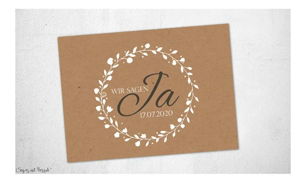 Einladungskarten Hochzeit Kraftpapier JA