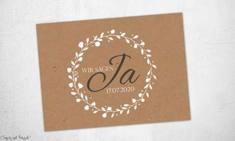 Einladungskarten Hochzeit Kraftpapier JA