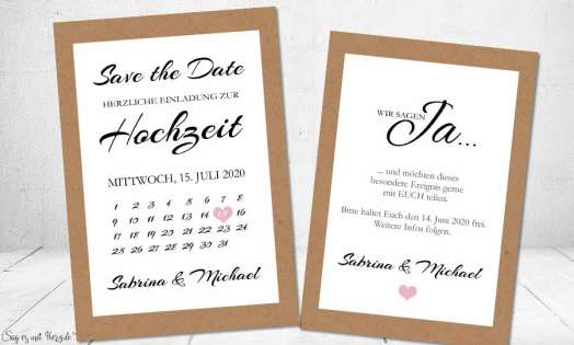 Einladungskarten Save the Date Kalender