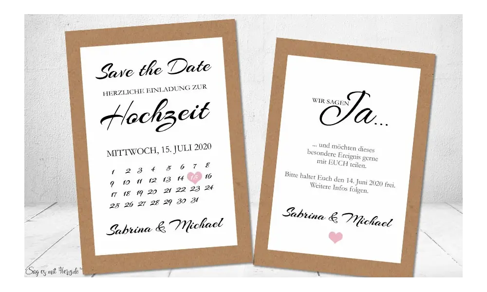 Einladungskarten Save the Date Kalender