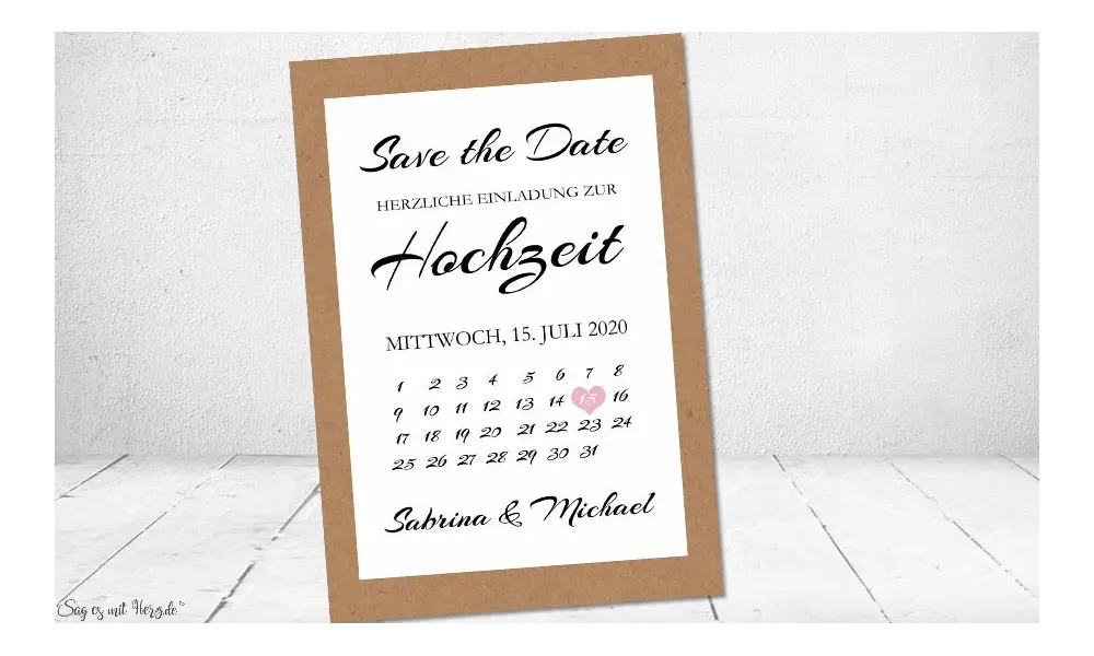 Einladungskarten Save the Date Kalender