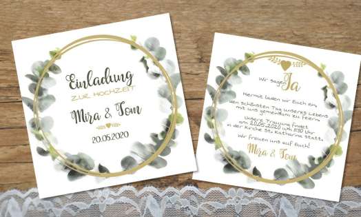 Einladung Hochzeit Eukalyptus aquarell